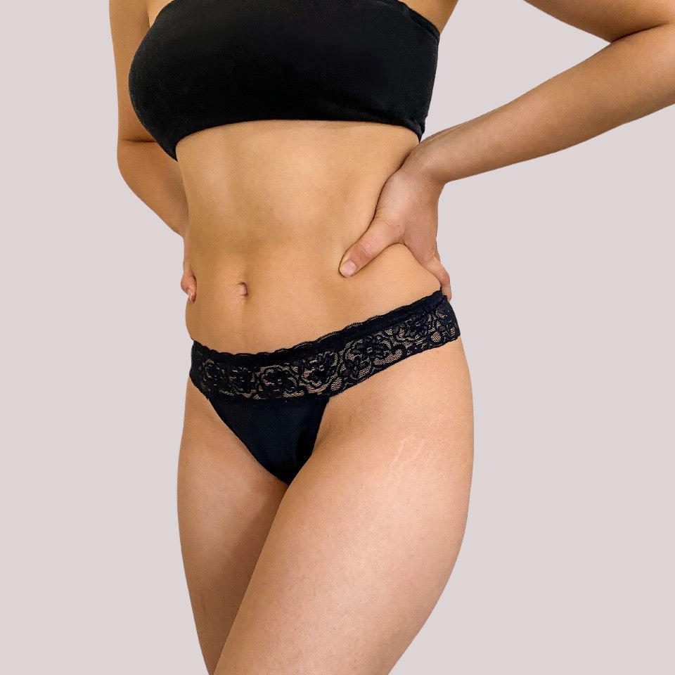 Leakproof - Lace G-String - Black